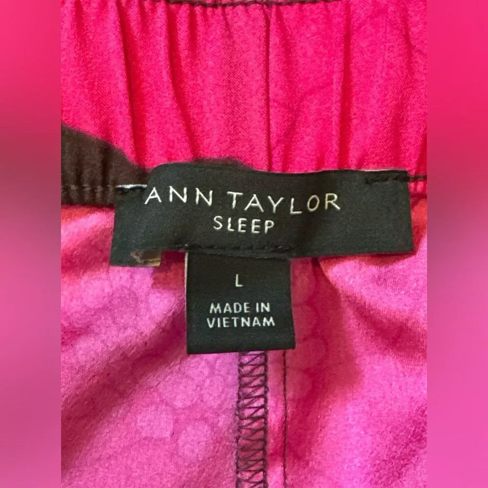 Ann Taylor‎ Floral Sleep Pants Pink Brown Women’s Size Large Drawstring Waist
